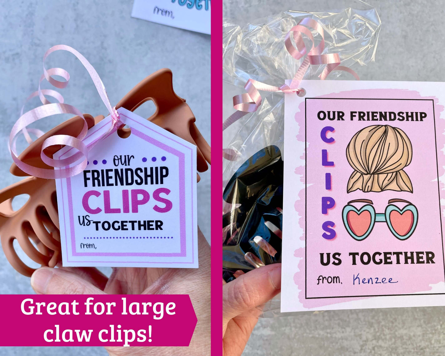 Hair Clip Gift Tags - Valentines for Teens and Kids