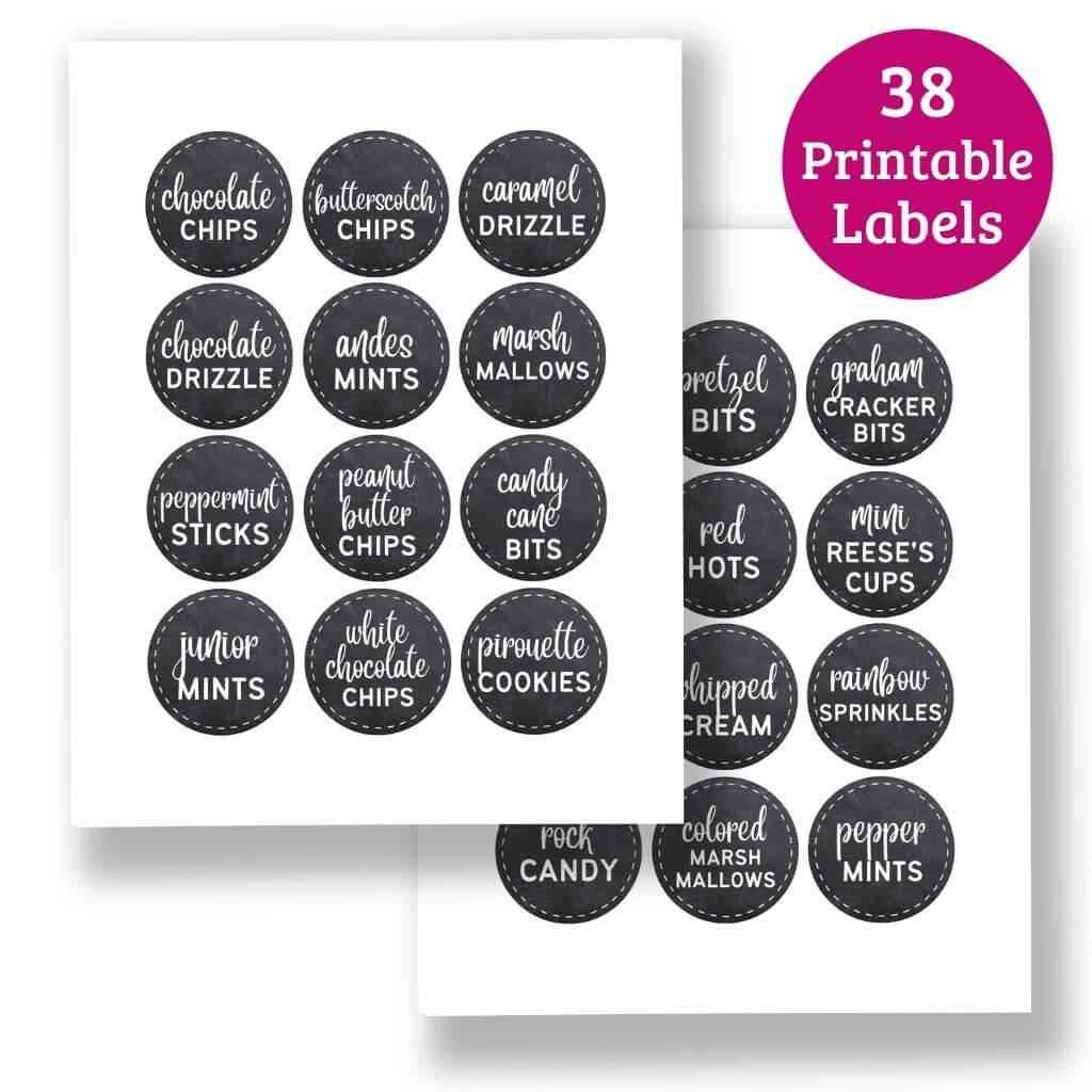 Printable Hot Cocoa Bar Labels - 38 Different Labels! – The Savvy Sparrow for Free Printable Labels Black And White