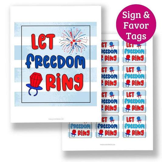 Let Freedom Ring - Ring Pop July 4th Favor Tags