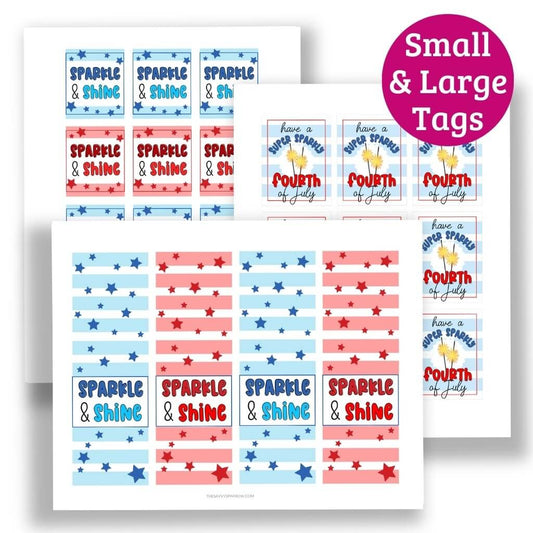 July 4th Sparklers Favor Tags - Printable Sparkler Tags