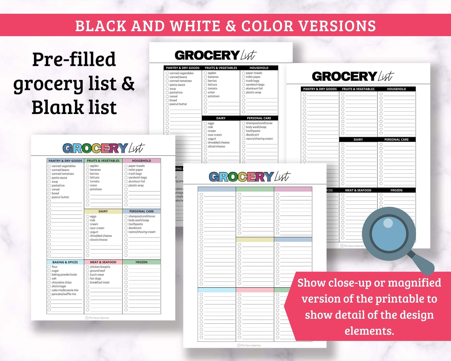 Editable Master Grocery List - 4 Page PDF Download