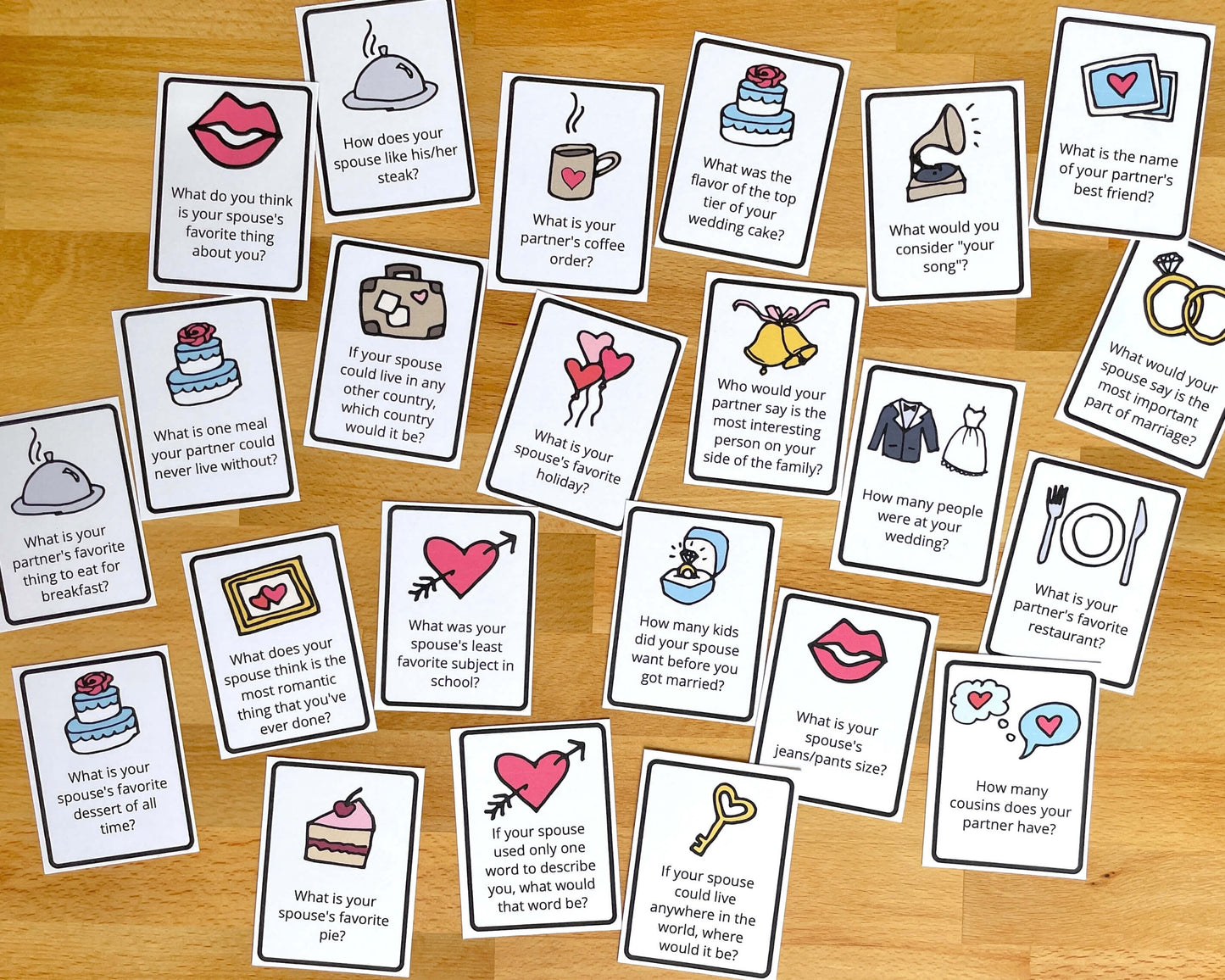Not So Newlywed Game Question Cards - 135 Printable Game Cards