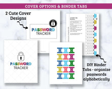 Load image into Gallery viewer, Password Tracker - 87 page Fillable PDF - Organize passwords alphabetically!