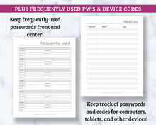 Load image into Gallery viewer, Password Tracker - 87 page Fillable PDF - Organize passwords alphabetically!