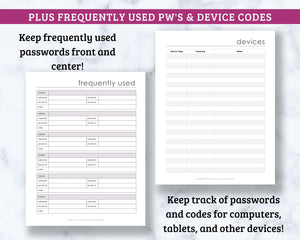 Password Tracker - 87 page Fillable PDF - Organize passwords alphabetically!