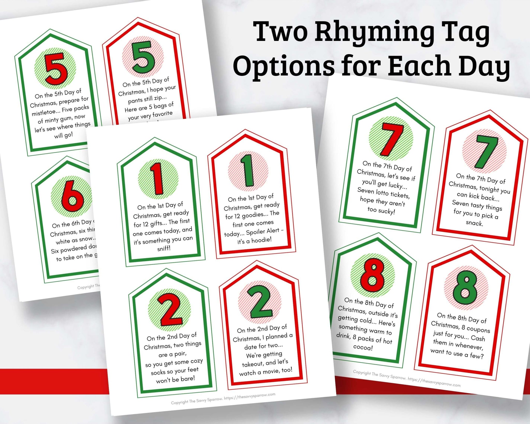 printable 12 days christmas tags 12 days of christmas gift tags for him - 36 different tags!