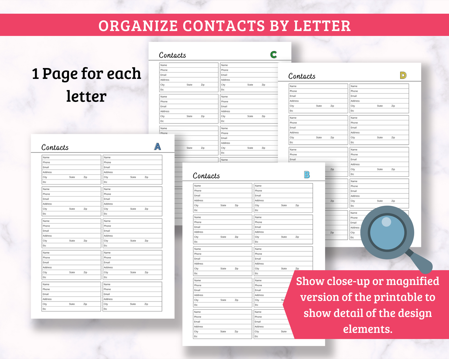 Address Book with Emergency Contacts, Birthdays, etc! - 42 Page PDF Download