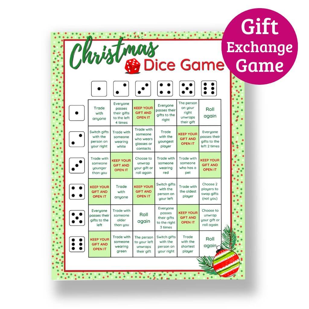 Printable Christmas Dice Game - Fun Gift Exchange for a Crowd! – The Savvy  Sparrow