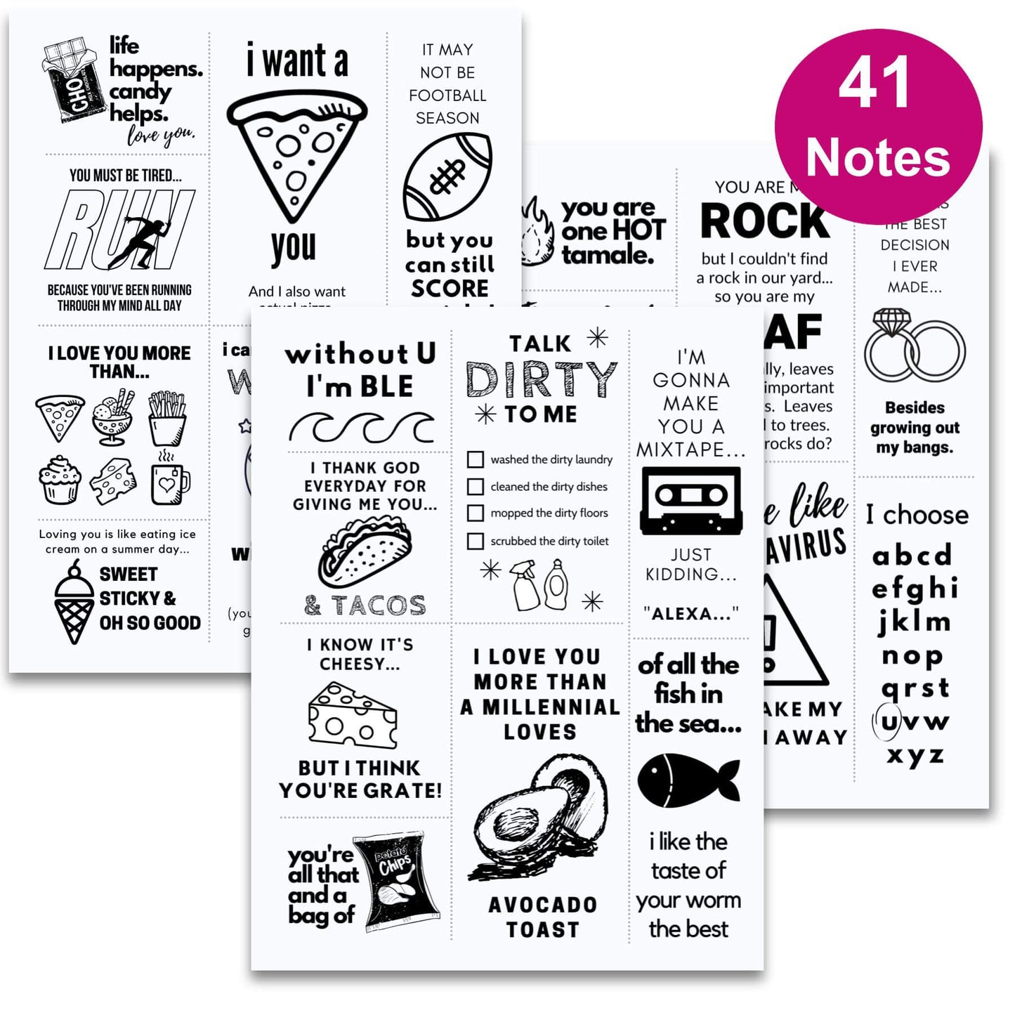 Printable Funny & Flirty Love Notes for Him