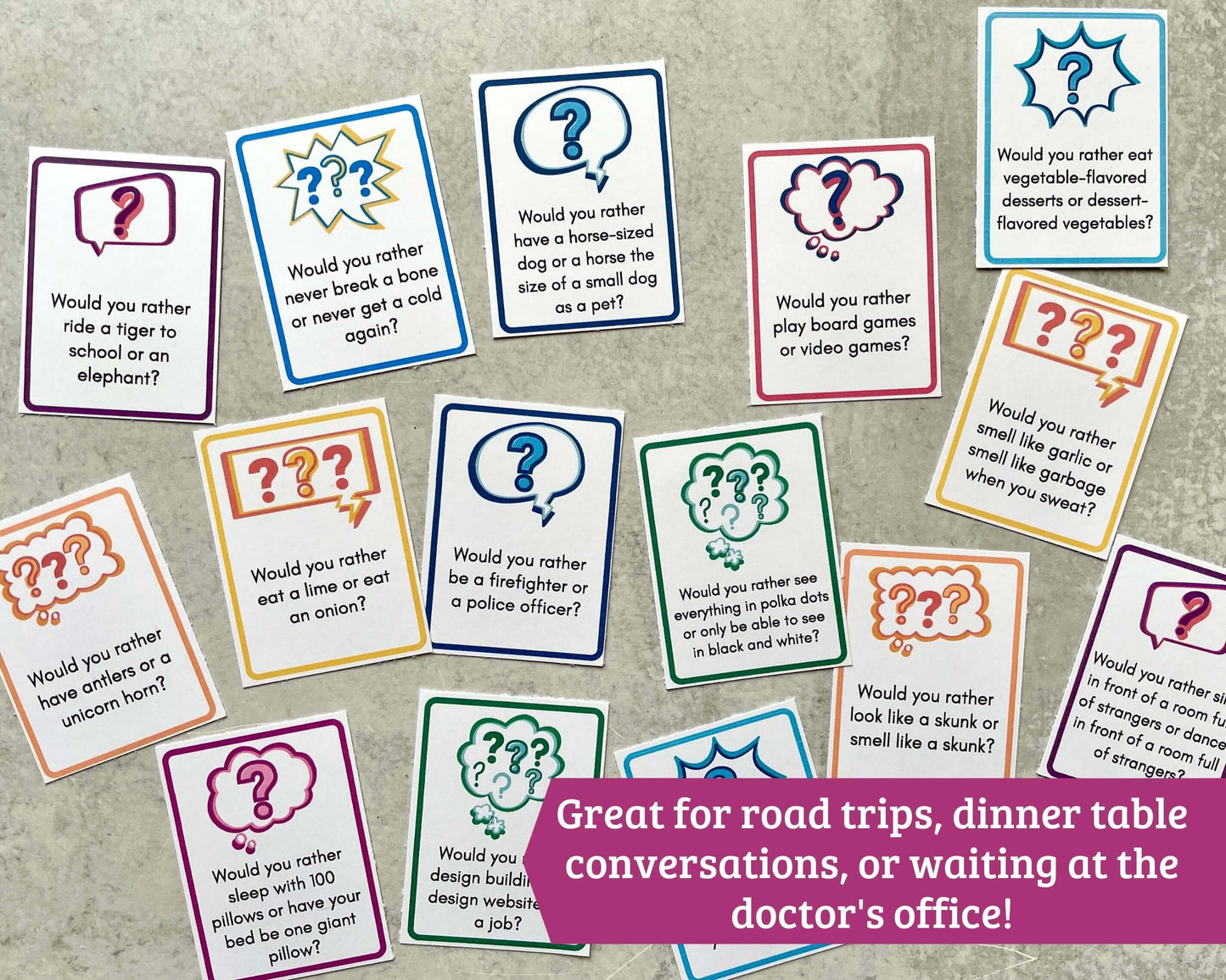 "Would You Rather" Questions for Kids - 117 Printable Cards!