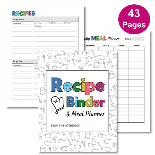 Recipe & Meal Planner Binder - 43 Page PDF Download