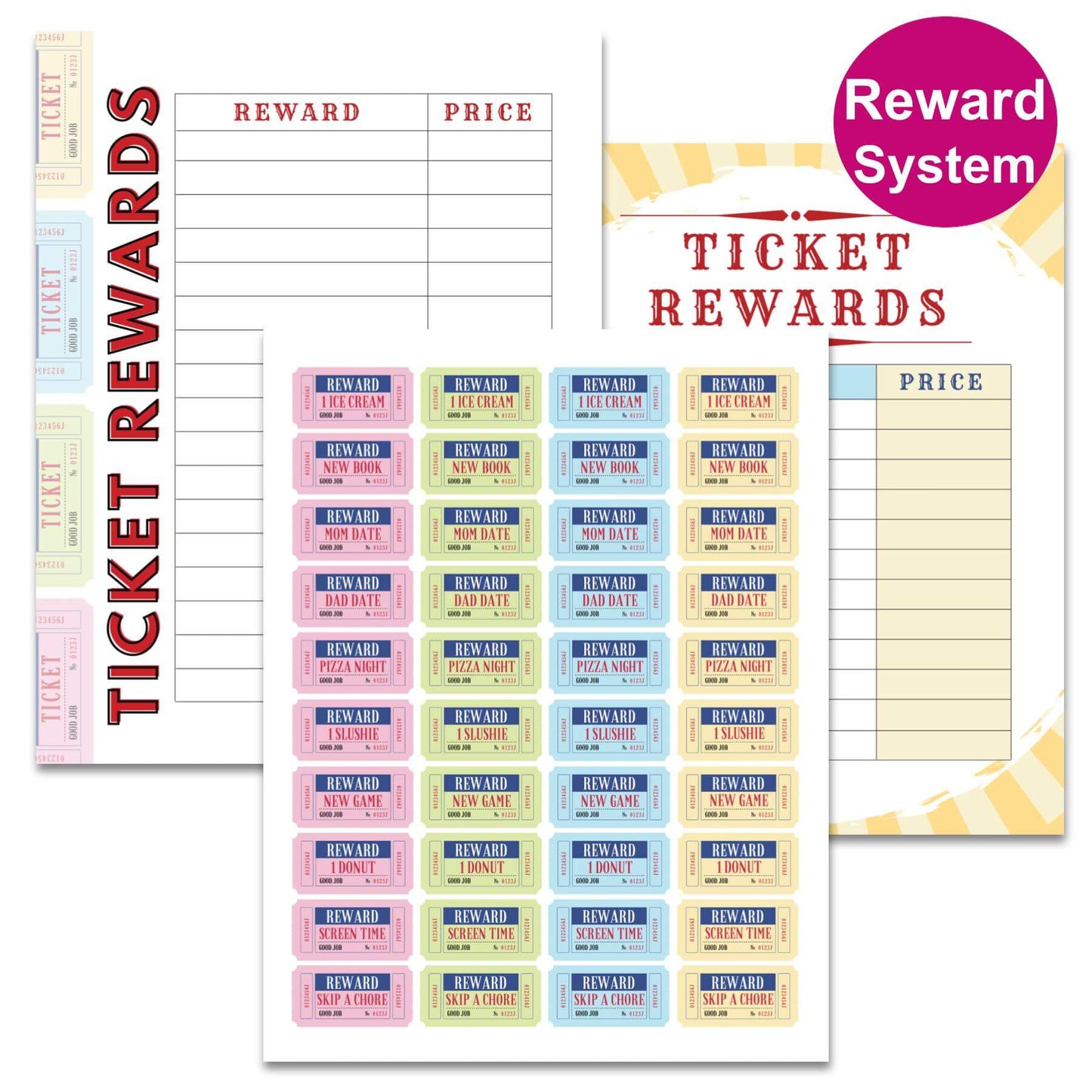 Reward Ticket System for Kids - 5 Page PDF Download
