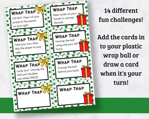 Plastic Wrap Ball Game Challenge Cards - Fun Christmas Game!