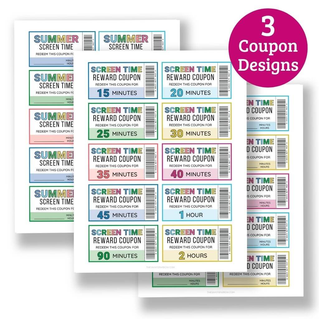 Screen Time Coupons for Kids - Printable PDF Download