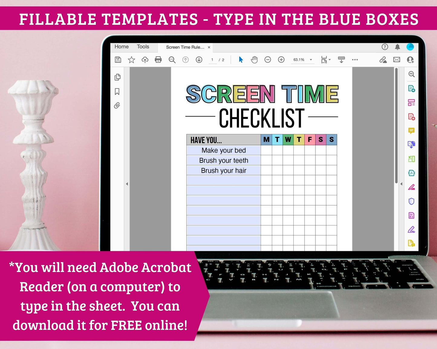 Screen Time Rules Checklist for Kids - Fillable PDF Download