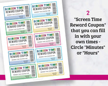Load image into Gallery viewer, Screen Time Coupons for Kids - Printable PDF Download