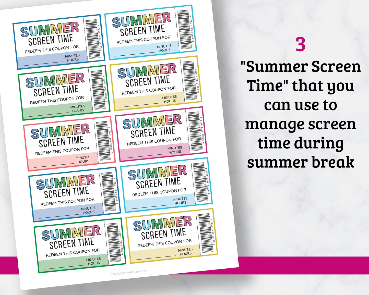 Screen Time Coupons for Kids - Printable PDF Download
