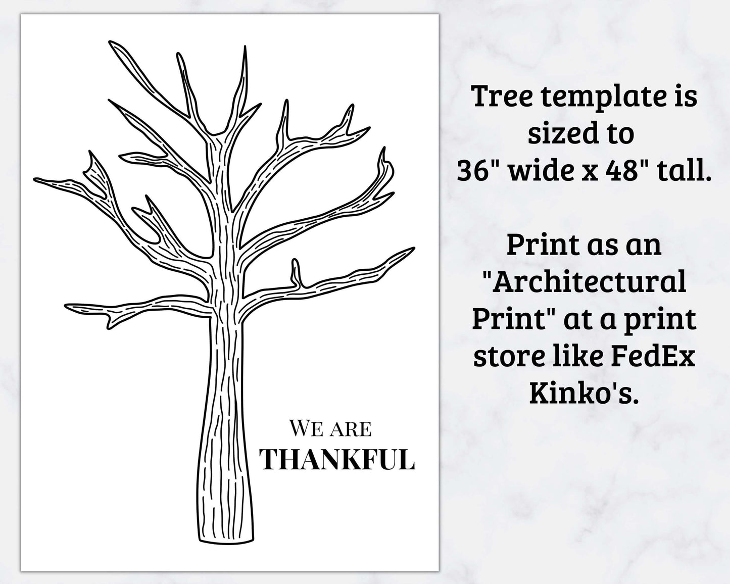Giant Thankful Tree for the Wall with Leaf Templates - Kids Gratitude Activity