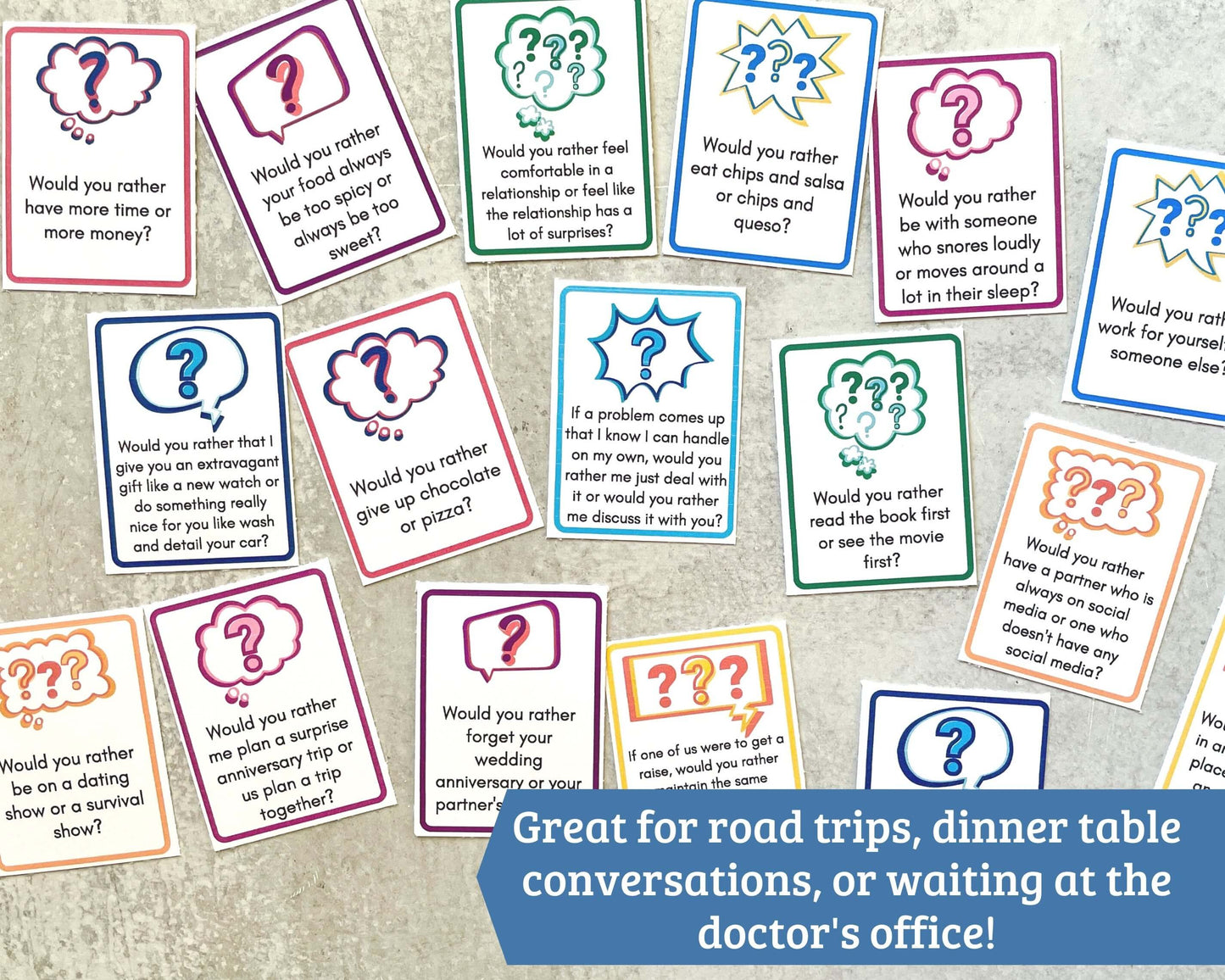 "Would You Rather" Questions for Couples - 117 Printable Cards!