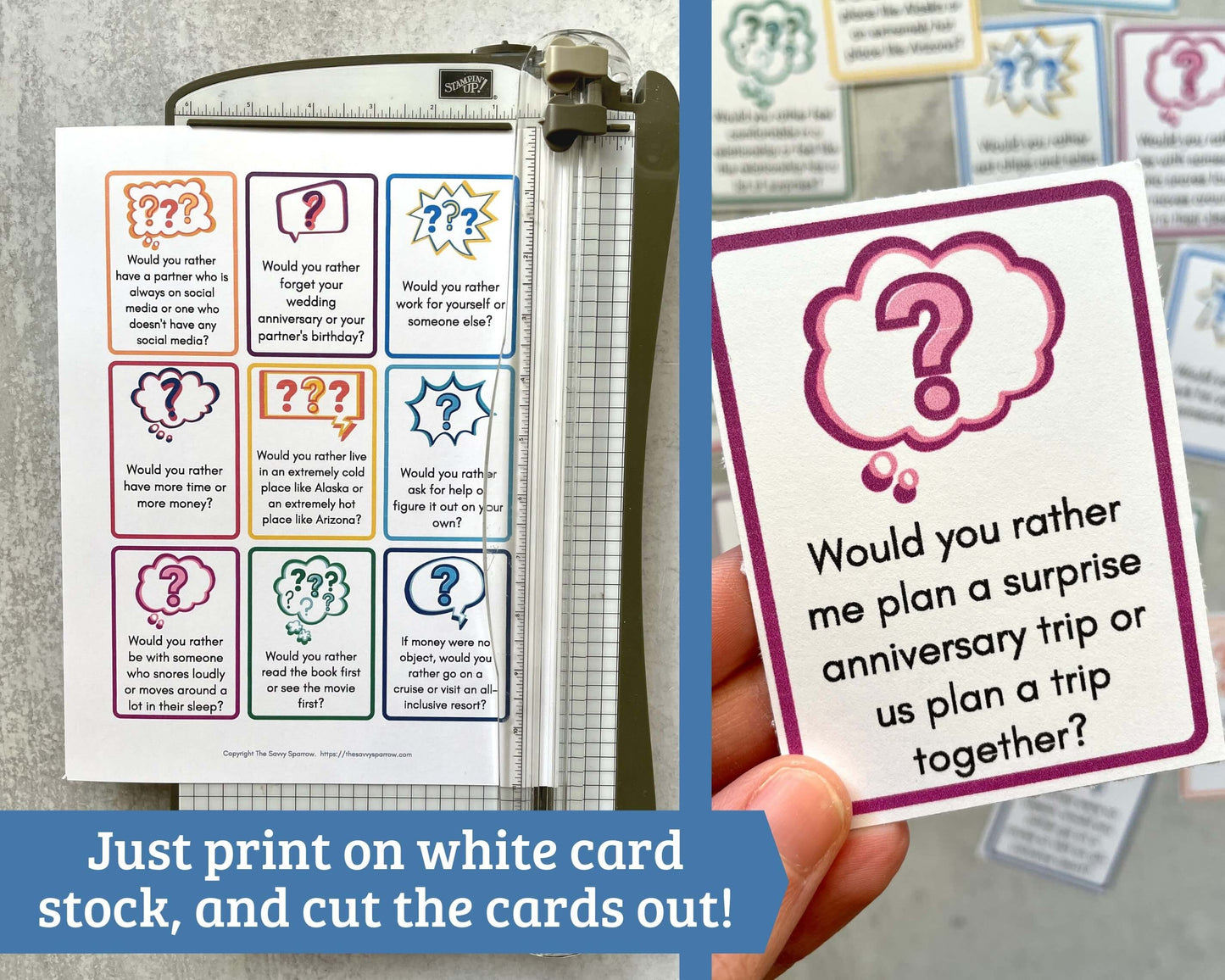 "Would You Rather" Questions for Couples - 117 Printable Cards!